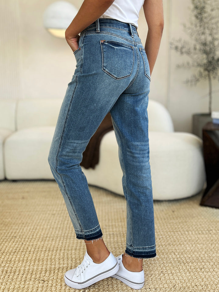 Judy Blue Full Size Mid Rise Rigid Magic Release Hem Jeans Trendsi