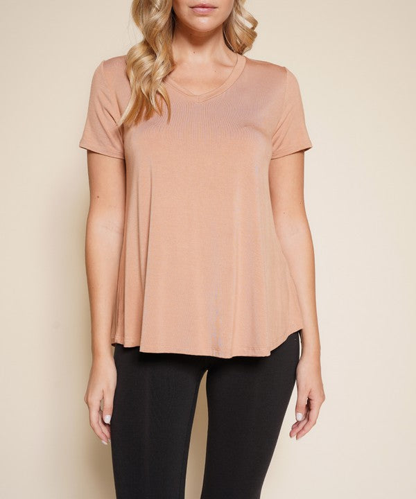 Bamboo Classic V-Neck Top Fabina