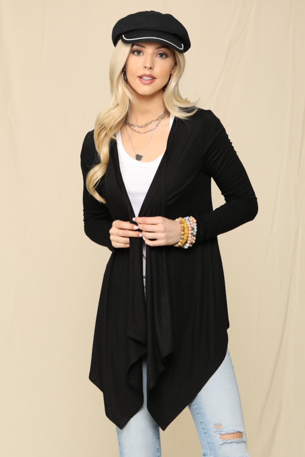 Soft Serenity Knit Cardigan in Black Trendsi