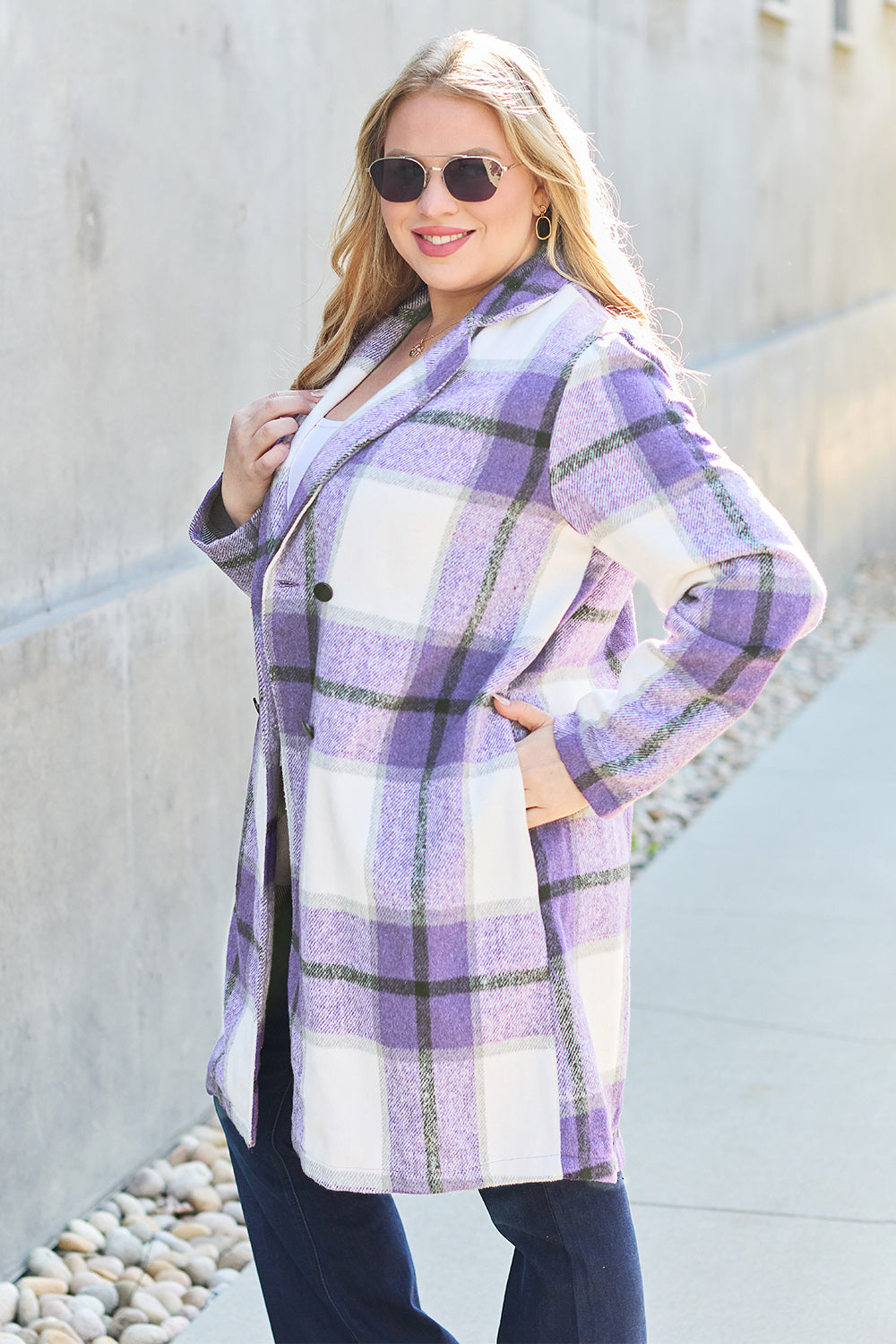 Falling In Love Plaid Jacket Trendsi