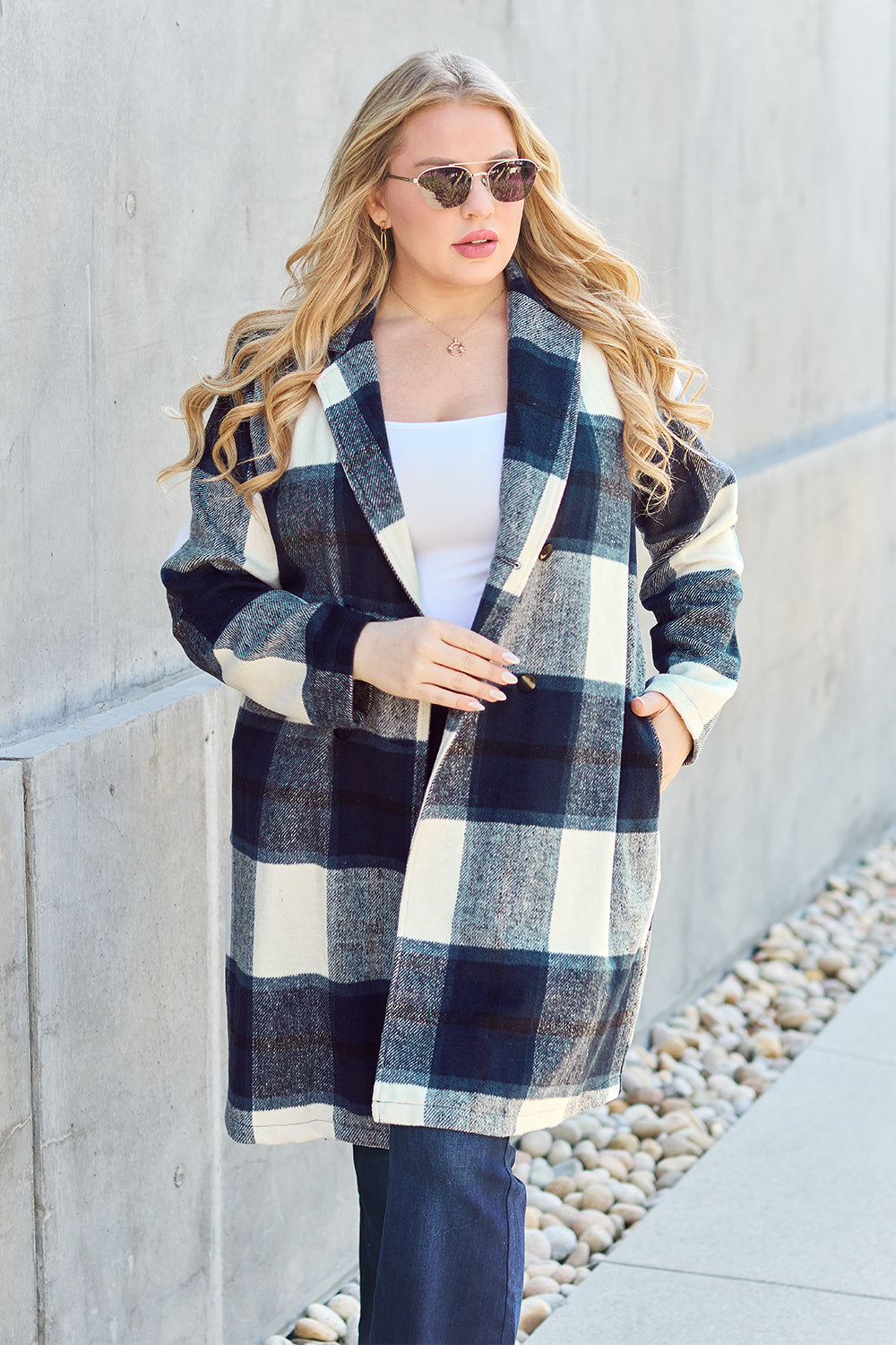 Falling In Love Plaid Jacket Trendsi