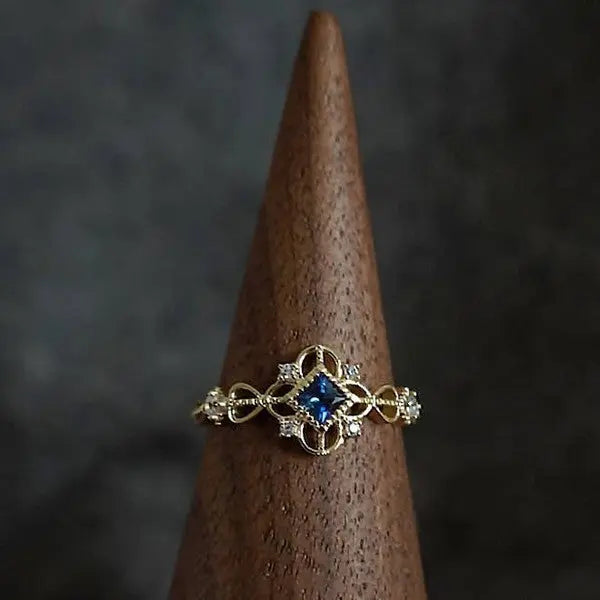 14K Gold Blue Zircon Ring SOCALI