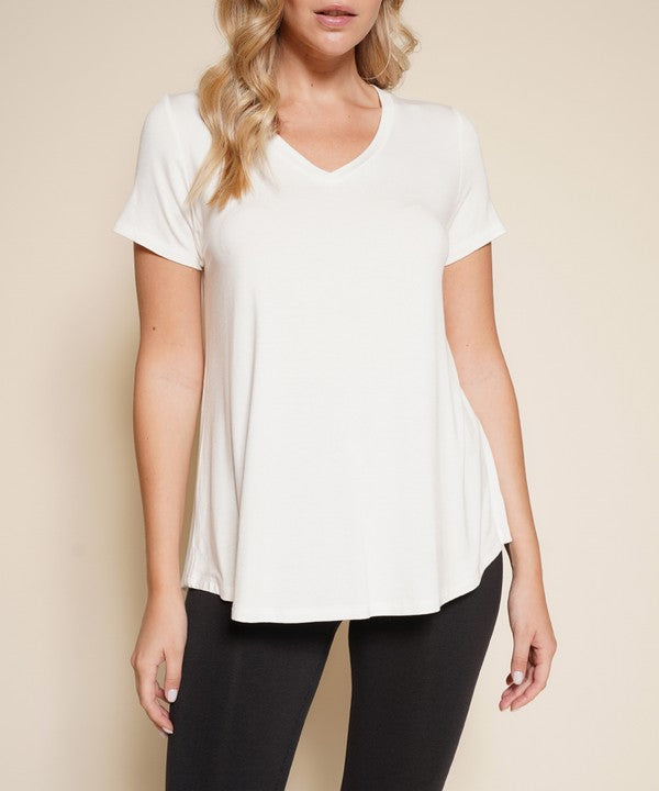 Bamboo Classic V-Neck Top Fabina