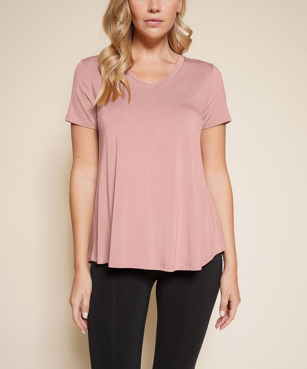 Bamboo Classic V-Neck Top Fabina