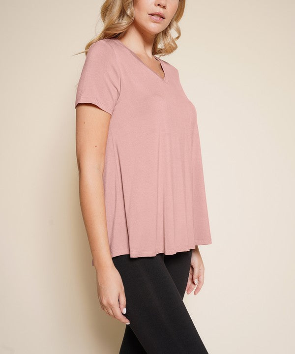 Bamboo Classic V-Neck Top Fabina