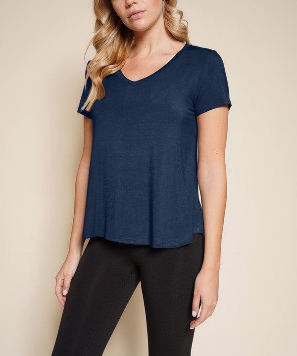 Bamboo Classic V-Neck Top Fabina