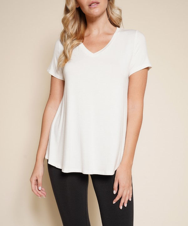 Bamboo Classic V-Neck Top Fabina