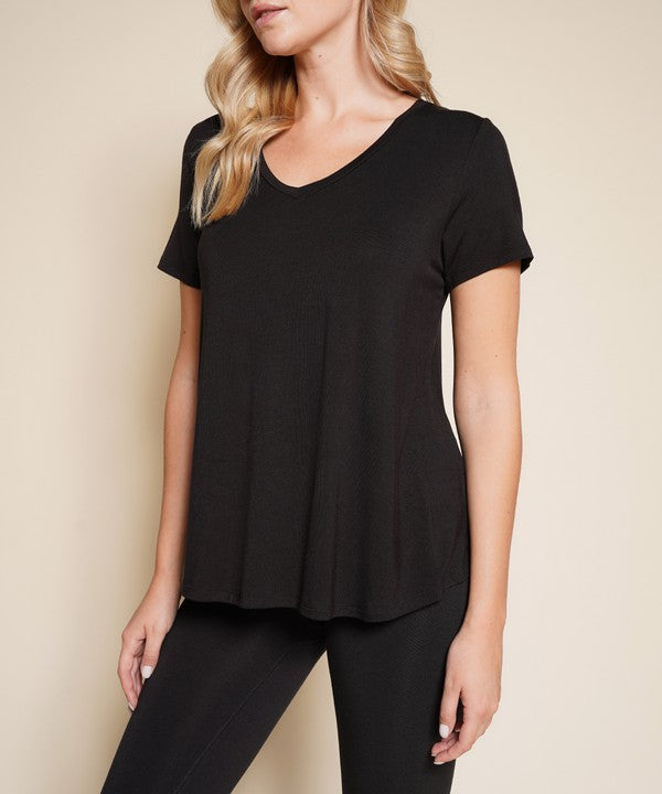 Bamboo Classic V-Neck Top Fabina