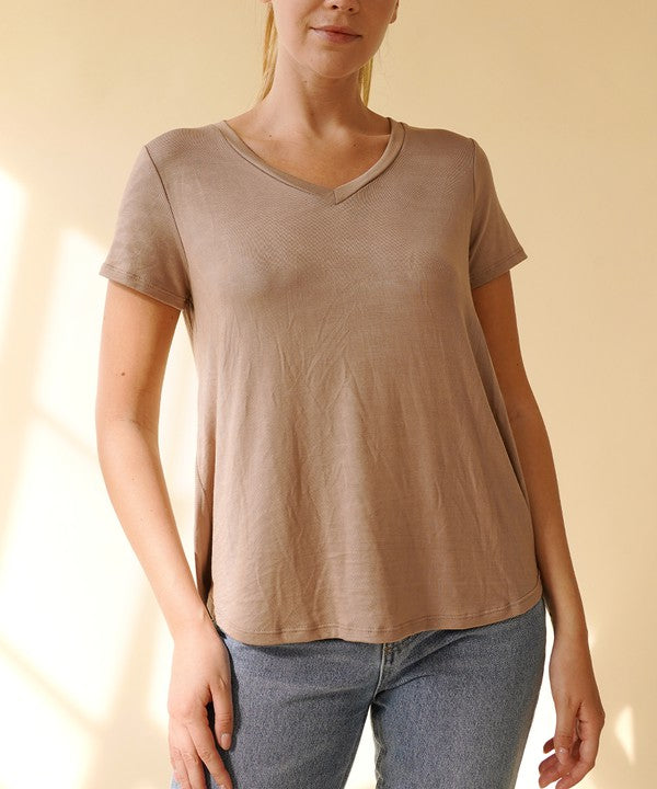 Bamboo Classic V-Neck Top Fabina