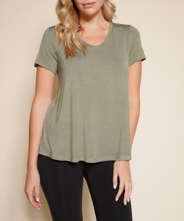 Bamboo Classic V-Neck Top Fabina