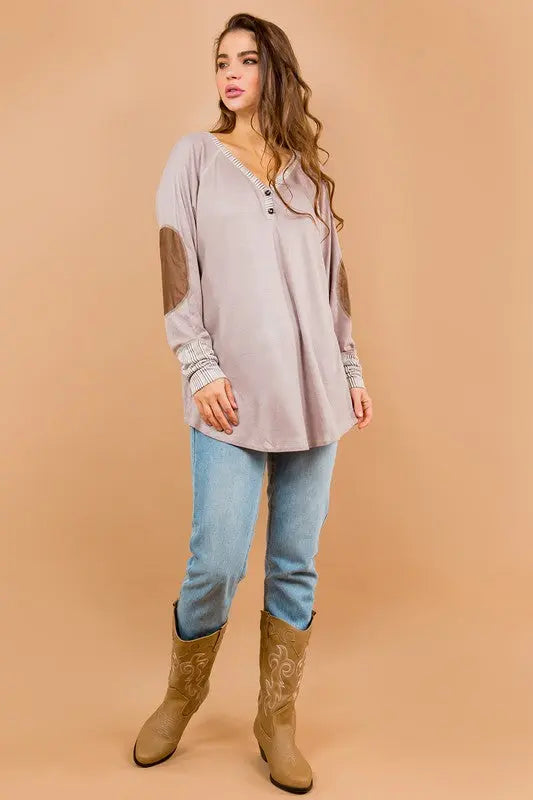 Oversized Elbow Patch Tunic Orange Farm Clothing