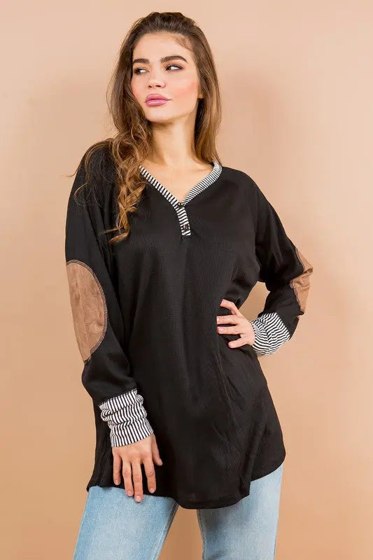 Oversized Elbow Patch Tunic Orange Farm Clothing