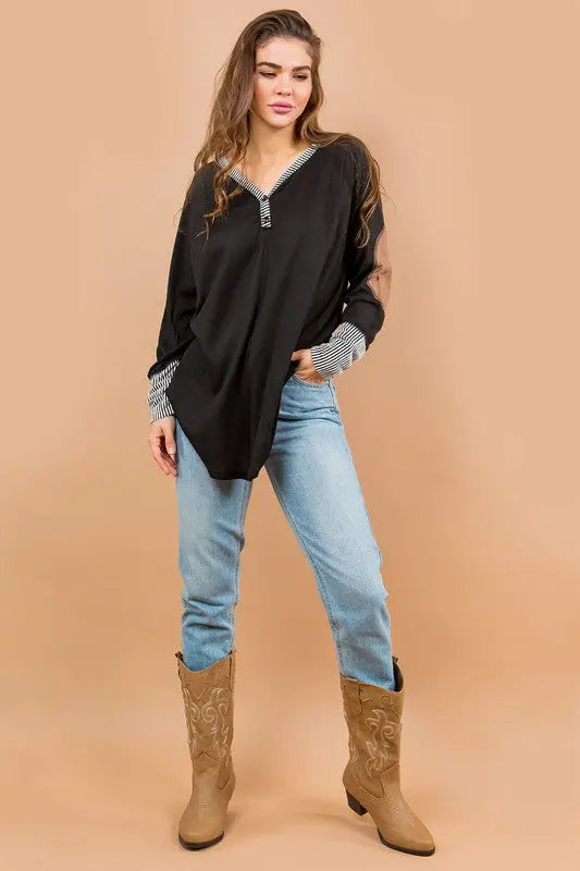 Oversized Elbow Patch Tunic Orange Farm Clothing