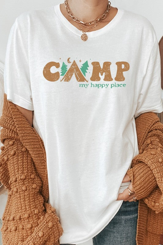 Camp My Happy Place Summer Camping Graphic Tee Kissed Apparel