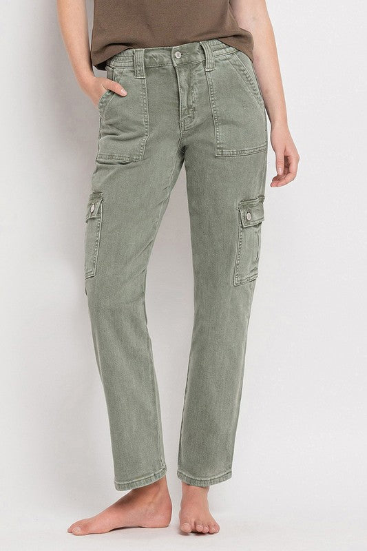 High Rise Cargo Straight Jeans VERVET by Flying Monkey