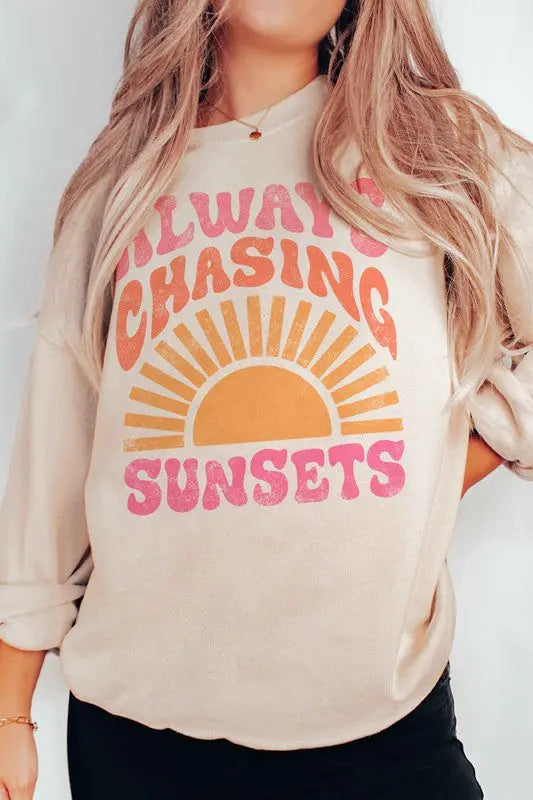 Always Chasing Sunsets Graphic Sweatshirt A. BLUSH CO.