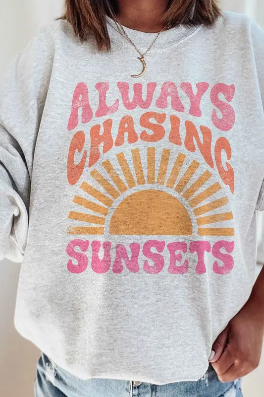 Always Chasing Sunsets Graphic Sweatshirt A. BLUSH CO.