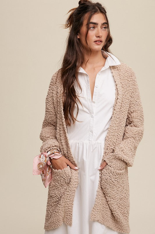 Popcorn Open Knit Cardigan Sweater Listicle