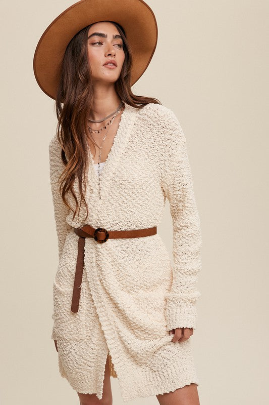 Popcorn Open Knit Cardigan Sweater Listicle