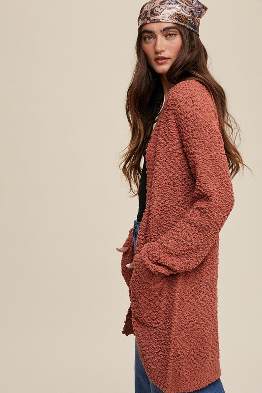 Popcorn Open Knit Cardigan Sweater Listicle