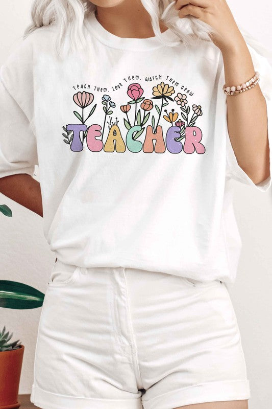 Floral Teacher Graphic Tee A. BLUSH CO.