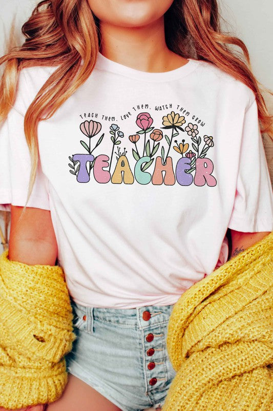 Floral Teacher Graphic Tee A. BLUSH CO.