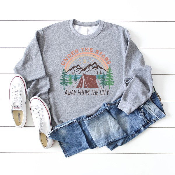 Away From The City Graphic Sweatshirt Olive and Ivory Wholesale