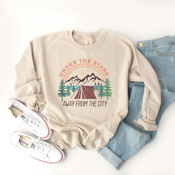 Away From The City Graphic Sweatshirt Olive and Ivory Wholesale