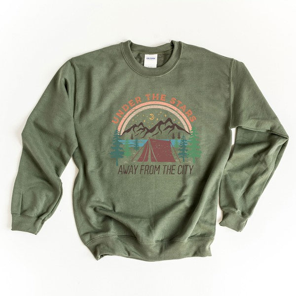 Away From The City Graphic Sweatshirt Olive and Ivory Wholesale