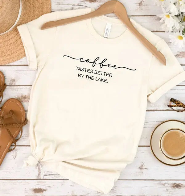 Coffee Tastes Better By The Lake Graphic Tee Ocean and 7th