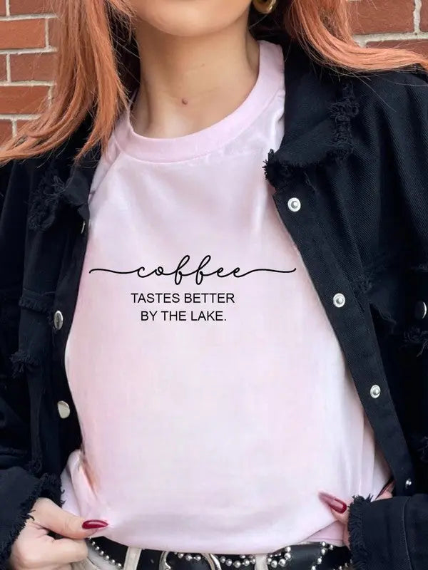 Coffee Tastes Better By The Lake Graphic Tee Ocean and 7th