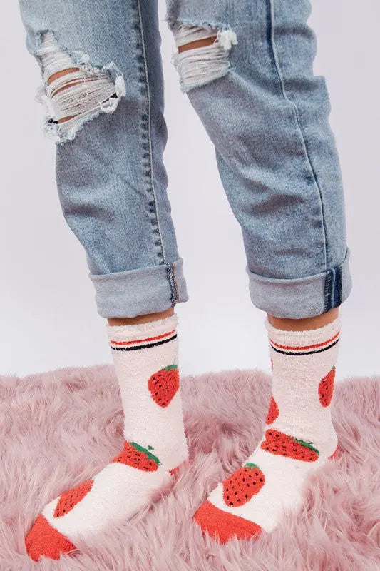 Berry - Women's fuzzy crew socks Oooh Yeah Socks