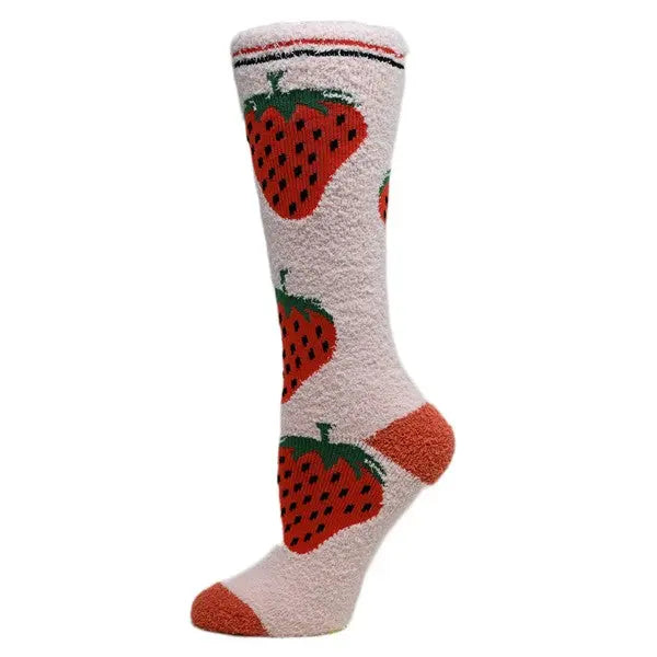 Berry - Women's fuzzy crew socks Oooh Yeah Socks