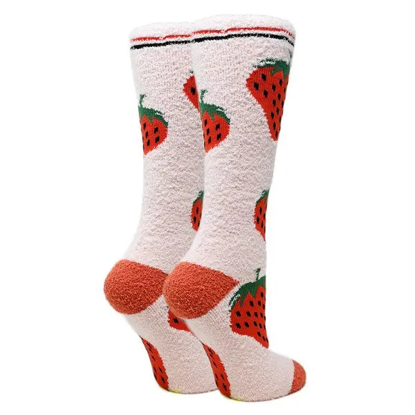 Berry - Women's fuzzy crew socks Oooh Yeah Socks