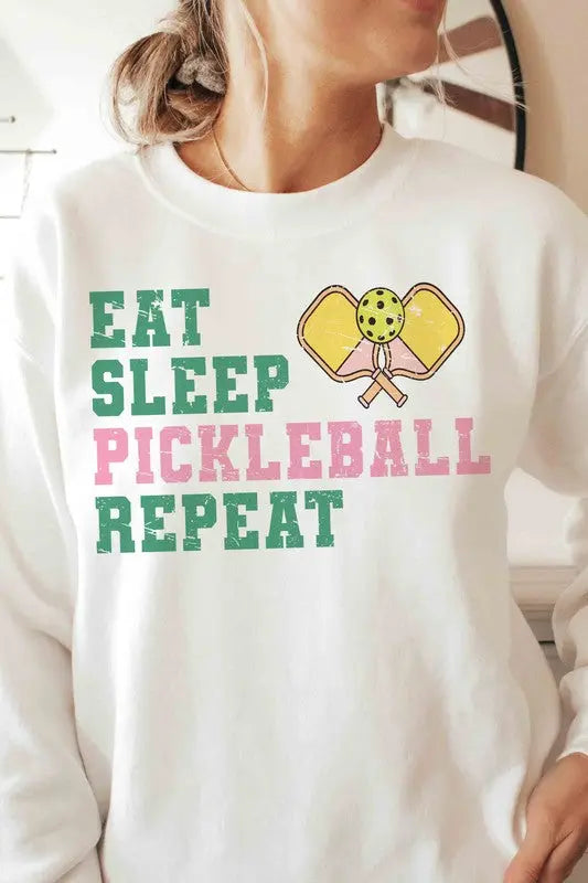 Eat Sleep Pickleball Repeat Graphic Sweatshirt BLUME AND CO.