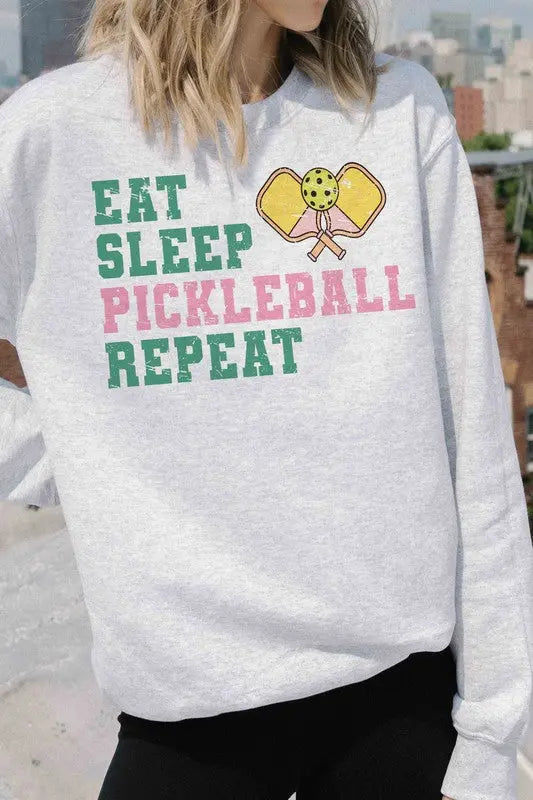 Eat Sleep Pickleball Repeat Graphic Sweatshirt BLUME AND CO.