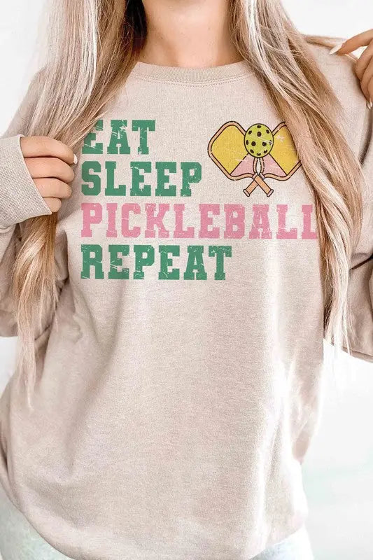 Eat Sleep Pickleball Repeat Graphic Sweatshirt BLUME AND CO.