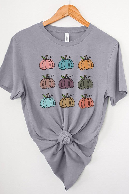 Fall Tee Multi Colored Pumpkin Stack Tee Cali Boutique