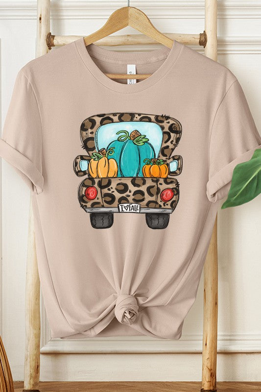 Fall Leopard Pumpkin Truck Graphic Tee Cali Boutique