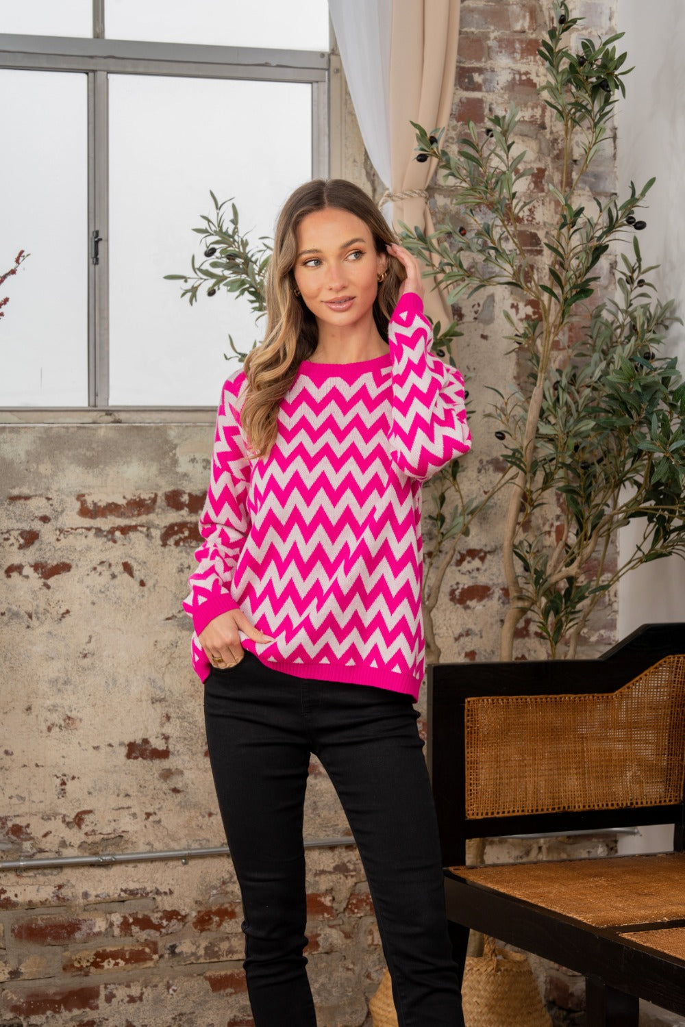 Color Pop Sweater in Pink Trendsi