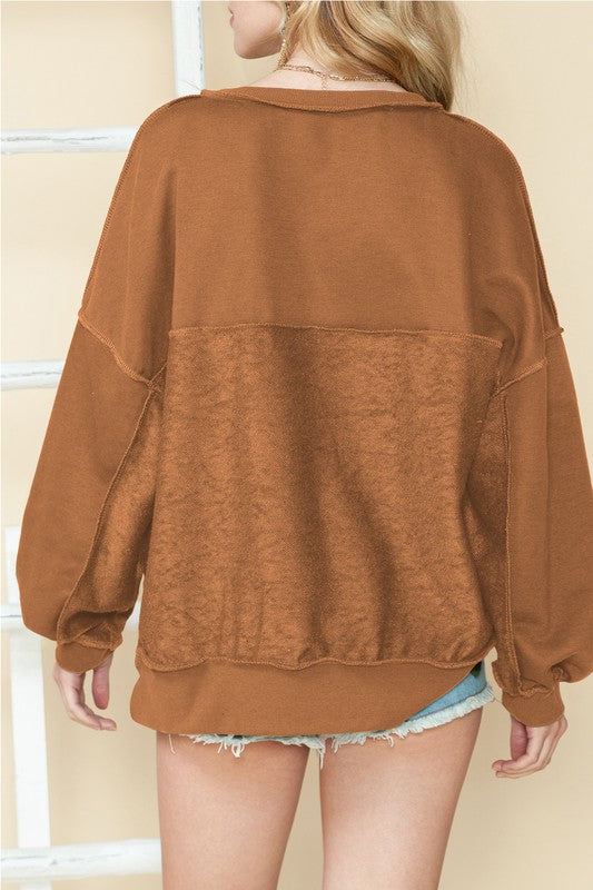 Easy Breezy Henley Sweatshirt EG fashion