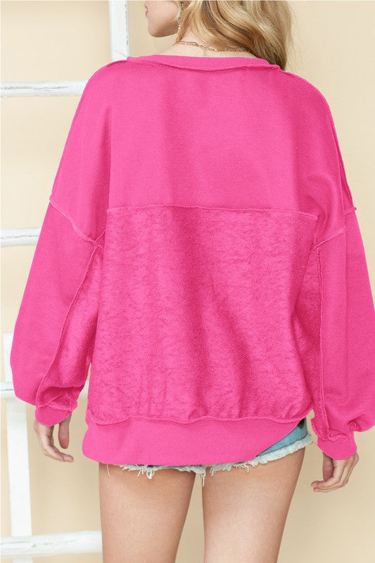 Easy Breezy Henley Sweatshirt EG fashion