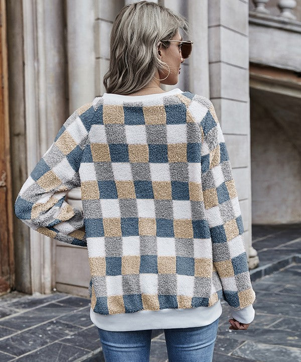 Plaid Pattern Sweatshirt Hope Horizon