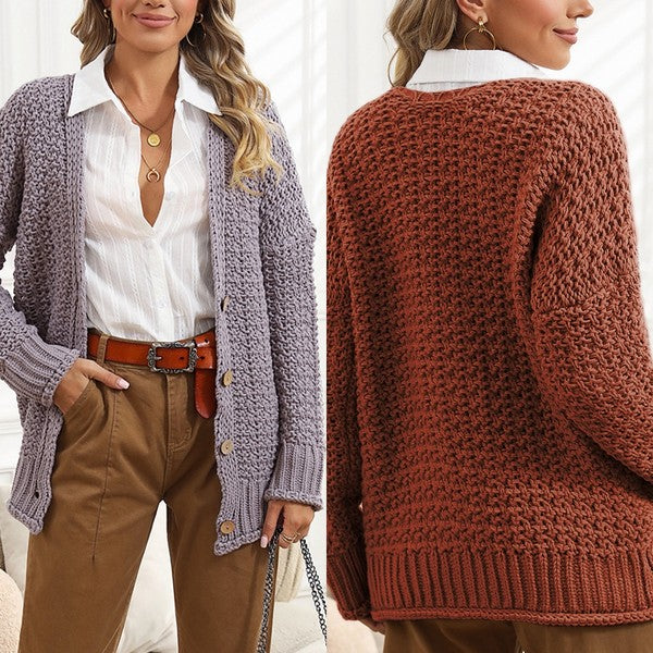 Snuggle Me Cable Knit Oversize Cardigan EG fashion