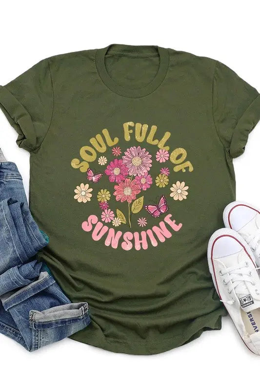 Soul Full Sunshine Floral Graphic T Shirts Color Bear