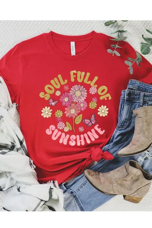 Soul Full Sunshine Floral Graphic T Shirts Color Bear