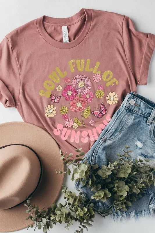 Soul Full Sunshine Floral Graphic T Shirts Color Bear