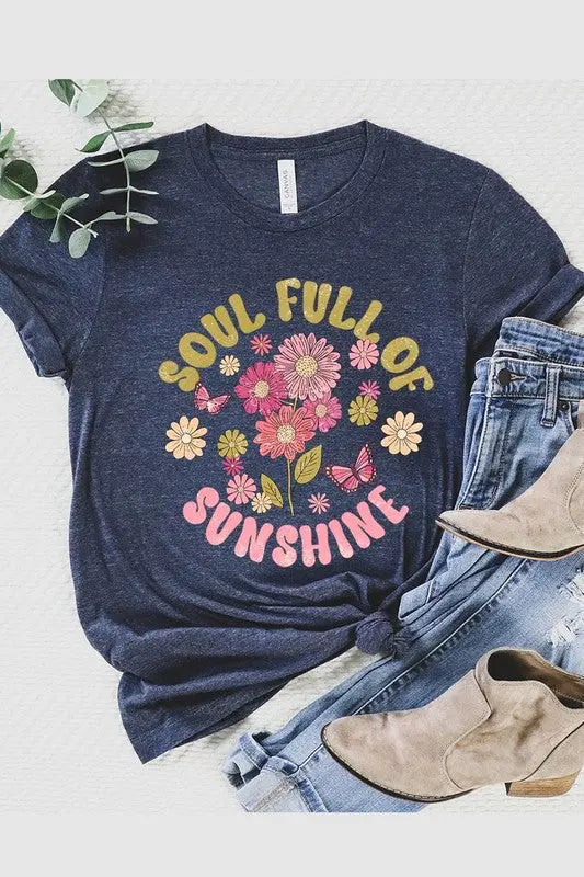 Soul Full Sunshine Floral Graphic T Shirts Color Bear