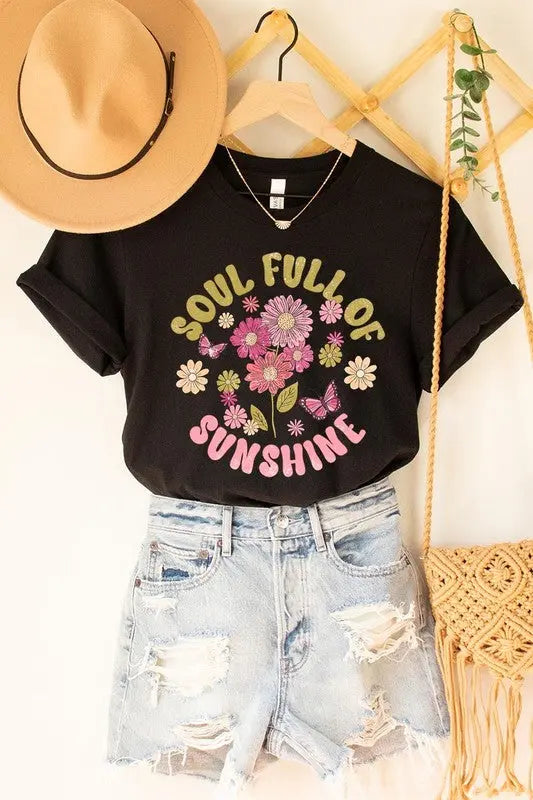 Soul Full Sunshine Floral Graphic T Shirts Color Bear