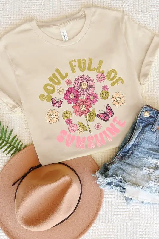 Soul Full Sunshine Floral Graphic T Shirts Color Bear